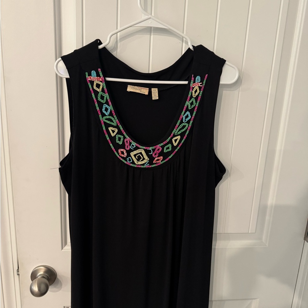 Choices Black Dress with Colorful Embroidery